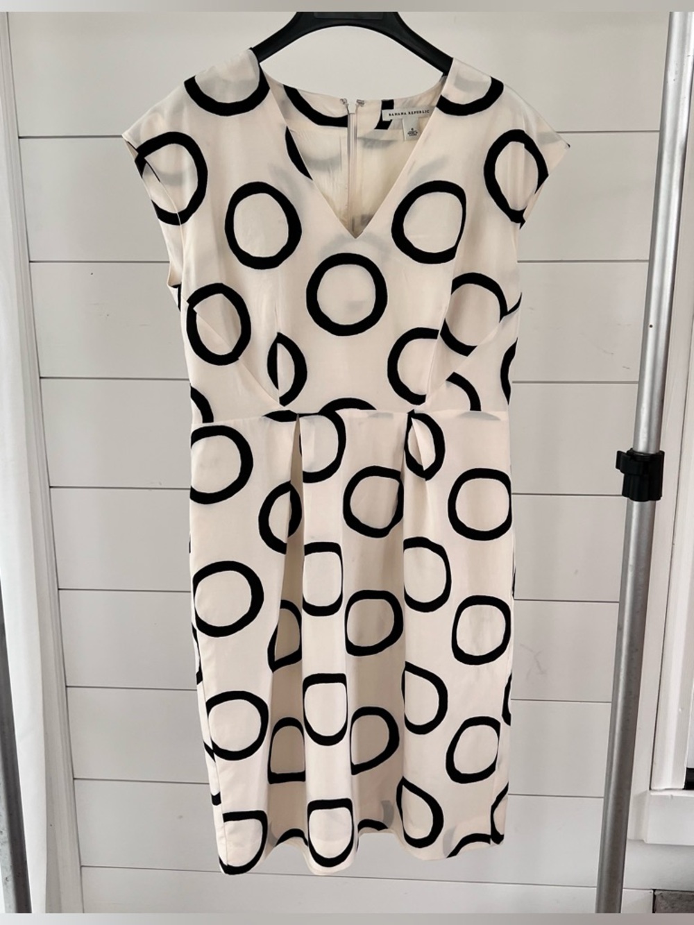 Ivory Midi Dress with Black Circular Print